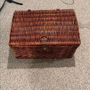 Brown Wicker Picnic Basket